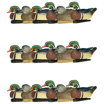 Avian X Topflight Wood Ducks, Realistic Floating Decoys, 18 Pack, Multicolor