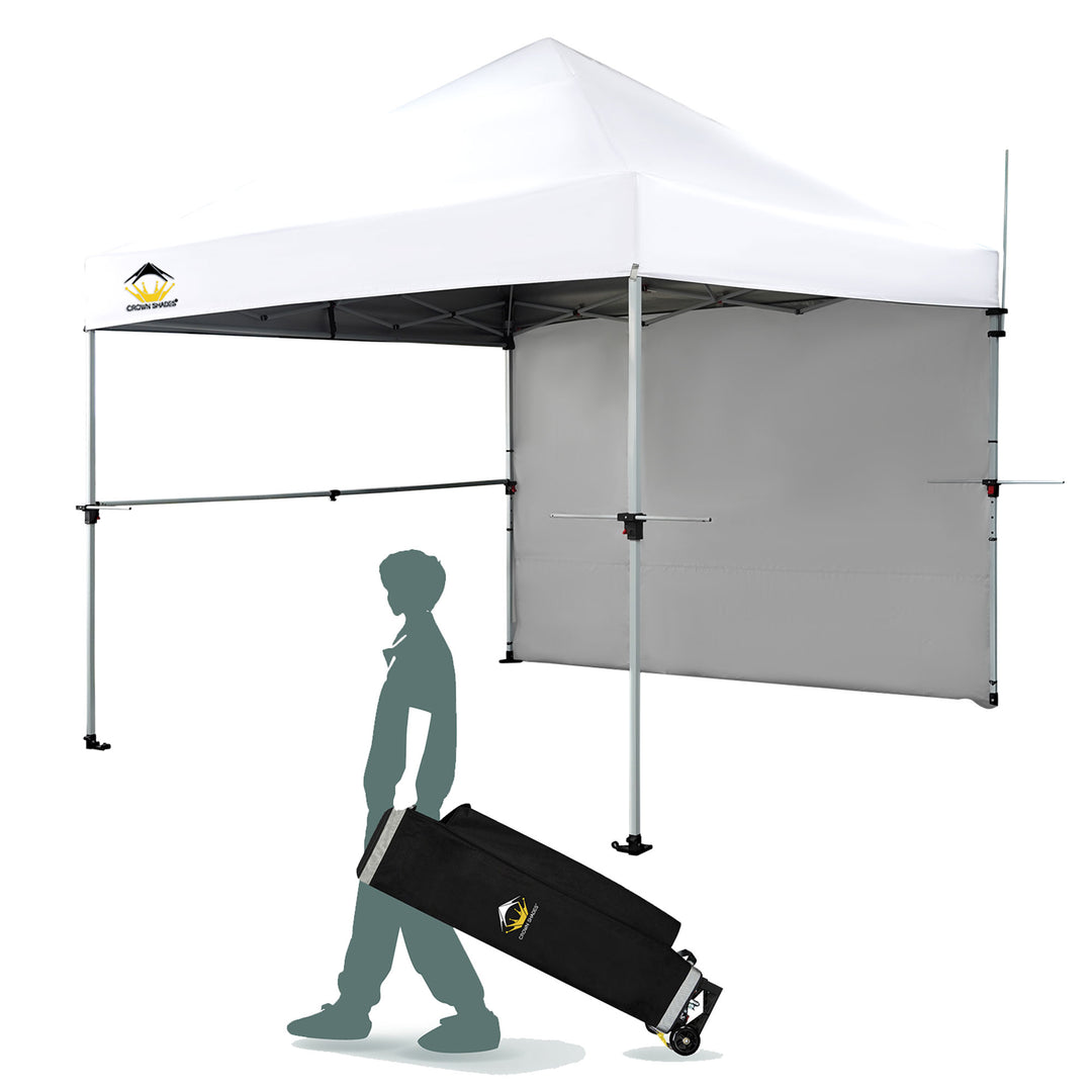 Crown Shades 10 x 10 Foot Instant Canopy Commercial Shelter with 1 Wall(Used) - VMInnovations