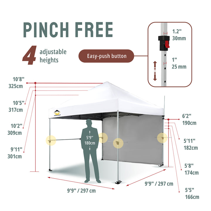 Crown Shades 10 x 10 Foot Instant Canopy Commercial Shelter with 1 Wall(Used) - VMInnovations