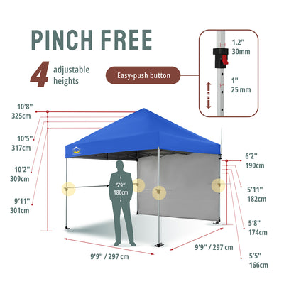 Crown Shades 10 x 10 Foot Instant Canopy Shelter with 1 Wall, Blue (Used) - VMInnovations