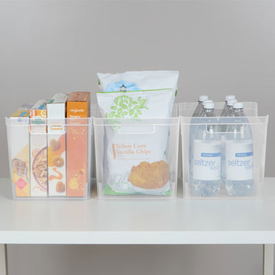 Sterilite Wide Shelf Home Office Storage Organizing Plastic Bin, 6 Pack, Clear - VMInnovations