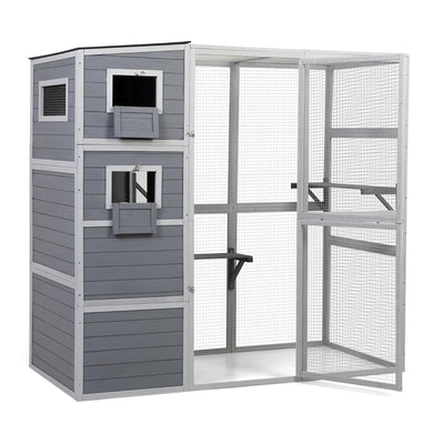 COZIWOW Outdoor Cat Catio, 4-Tier Enclosure with 2 Resting Rooms, Grey (Used)
