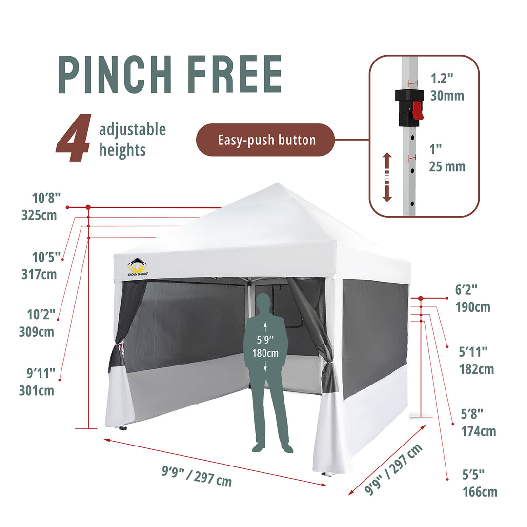 Crown Shades 10 x 10 Foot Instant Canopy Commercial Shelter with 4 Net (Used)