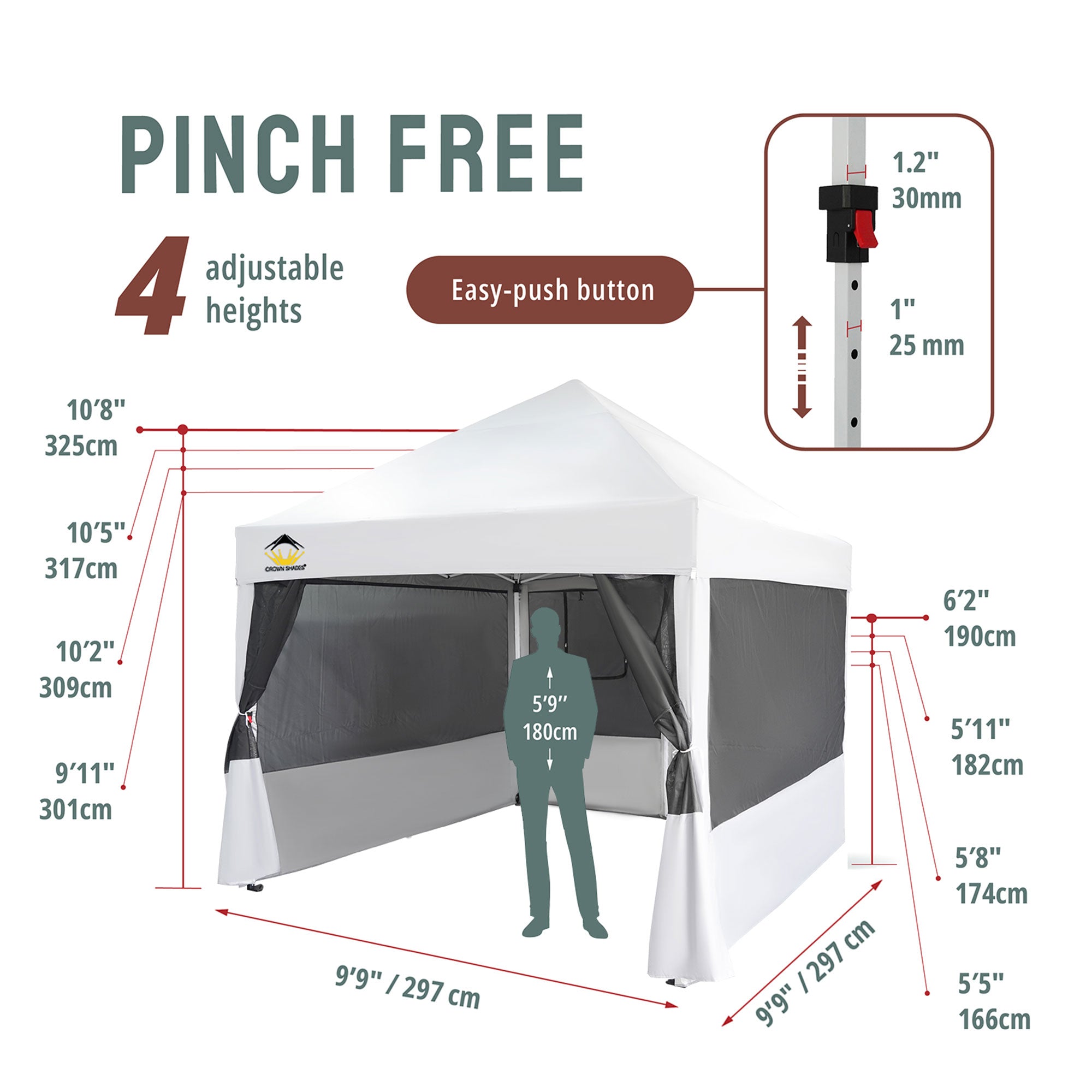 Crown Shades 10 x 10 Foot Instant Canopy Commercial Shelter with 4 Net (Used) - VMInnovations