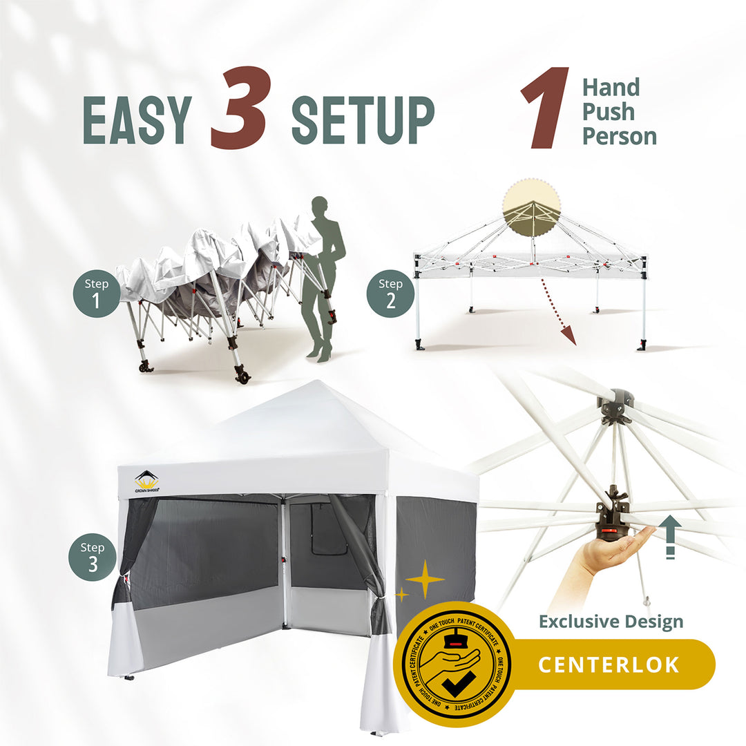 Crown Shades 10 x 10 Foot Instant Canopy Commercial Shelter with 4 Net (Used)