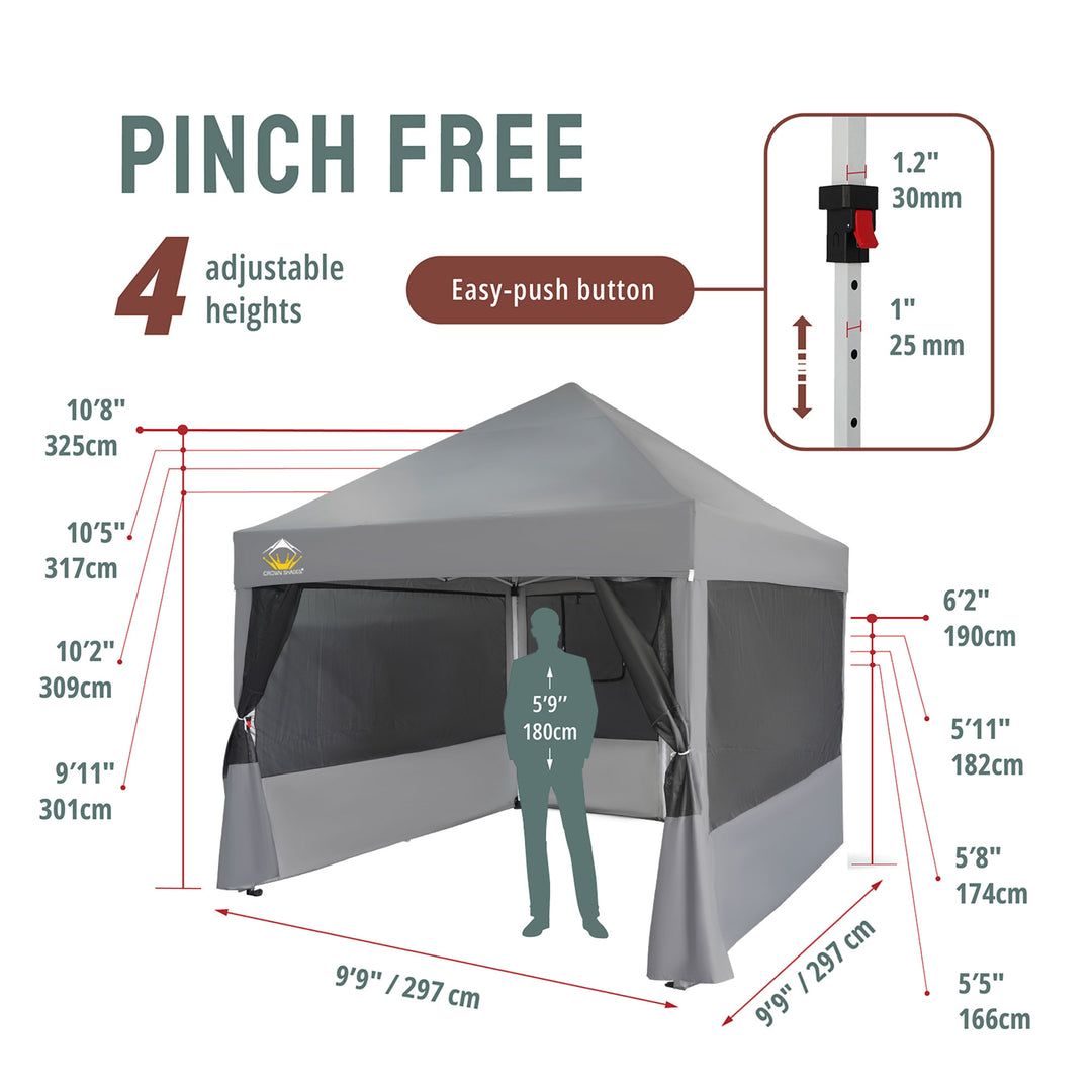 Crown Shades 10 x 10 Foot Instant Canopy Commercial Shelter with 4 Nets (Used)