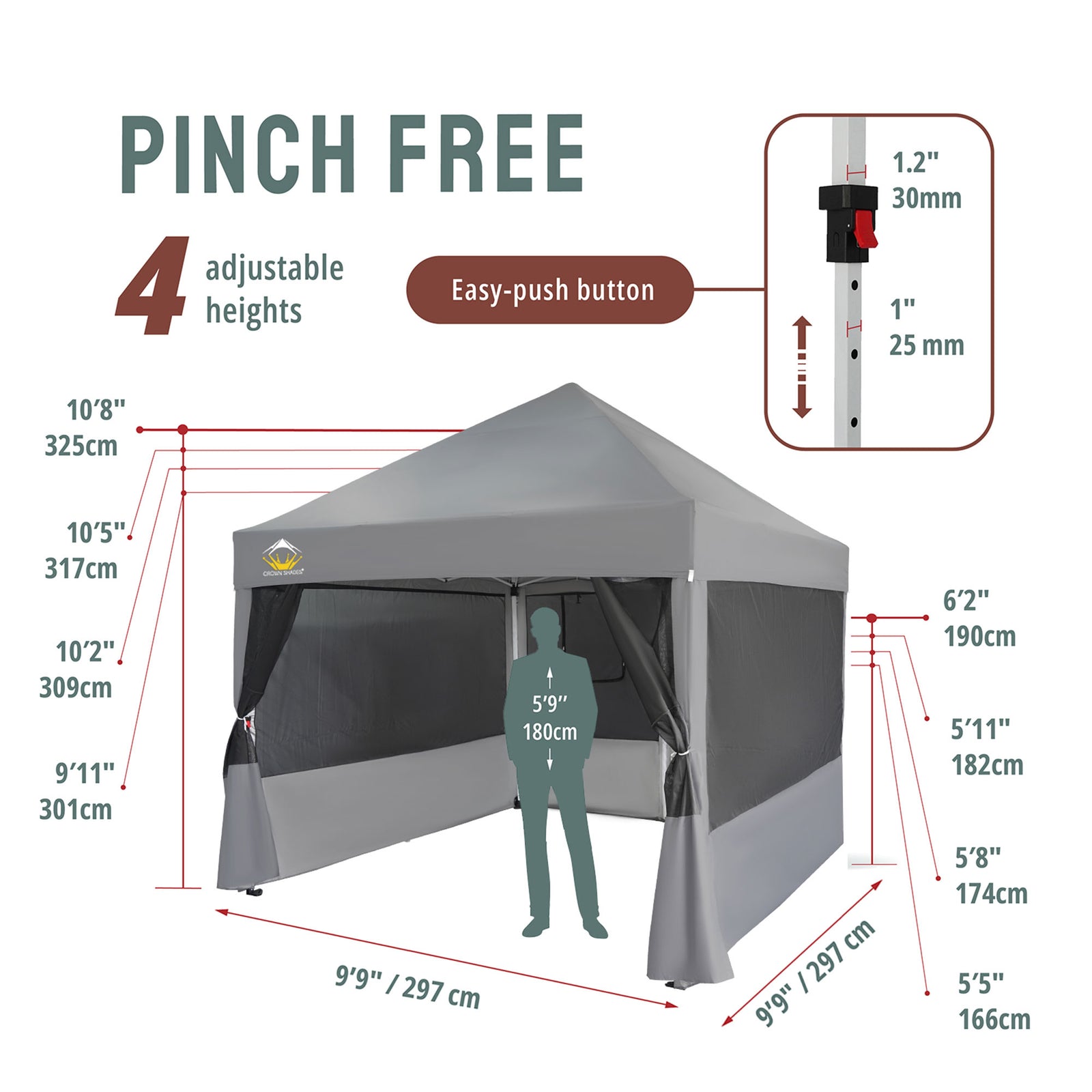Crown Shades 10 x 10 Foot Instant Canopy Commercial Shelter with 4 Nets (Used) - VMInnovations