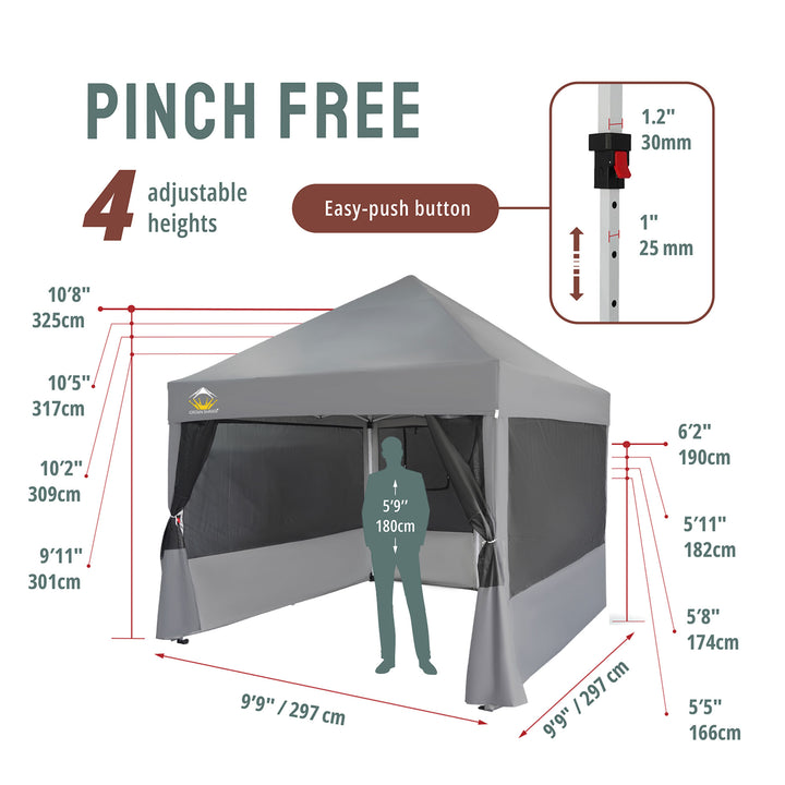 Crown Shades 10 x 10 Foot Instant Canopy Commercial Shelter with 4 Nets (Used)