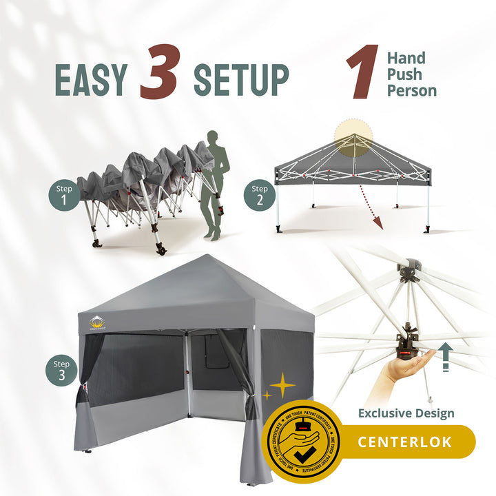 Crown Shades 10 x 10 Foot Instant Canopy Commercial Shelter with 4 Nets (Used)