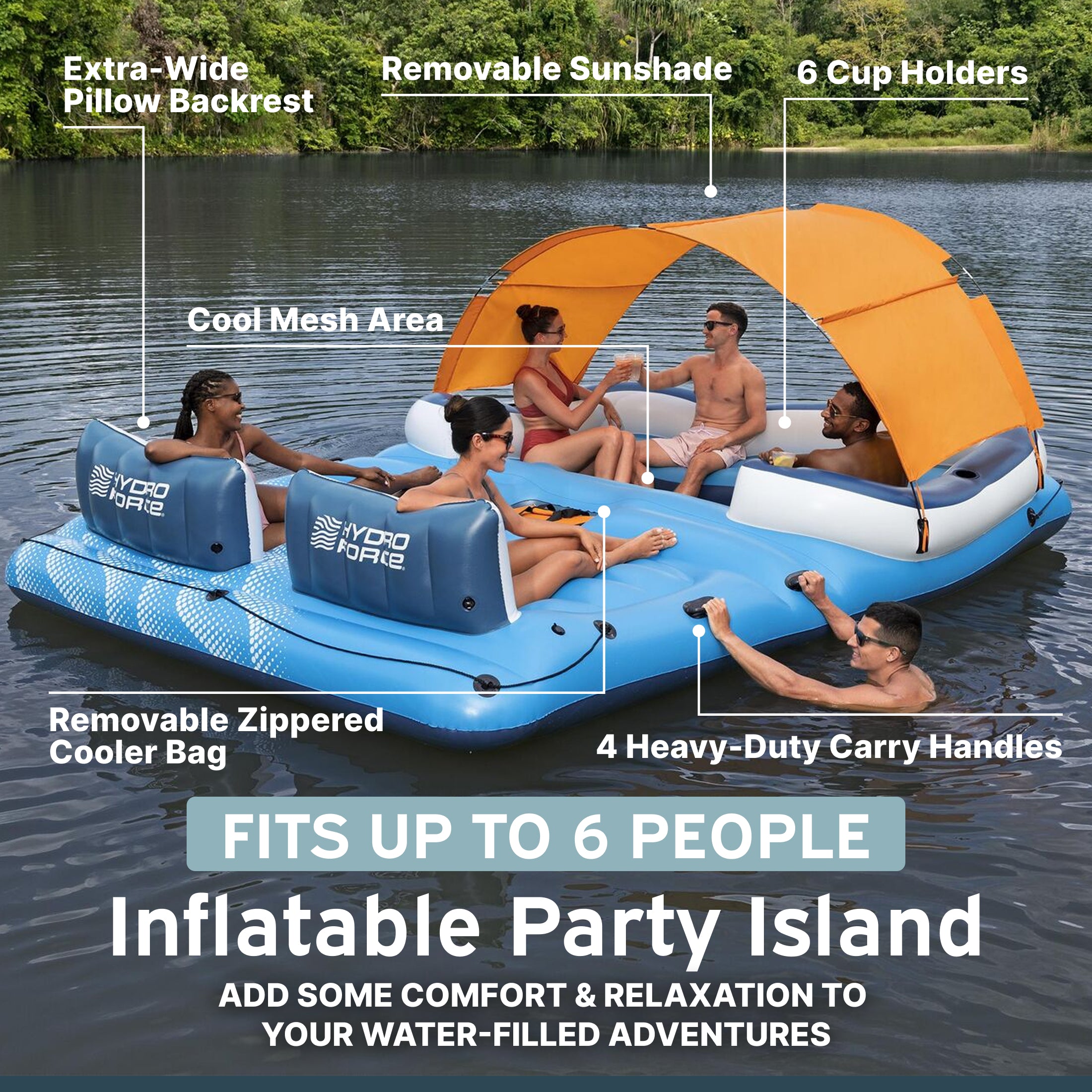 Bestway CoolerZ Tropical Breeze 6 Person Inflatable Party Island Float(Open Box)