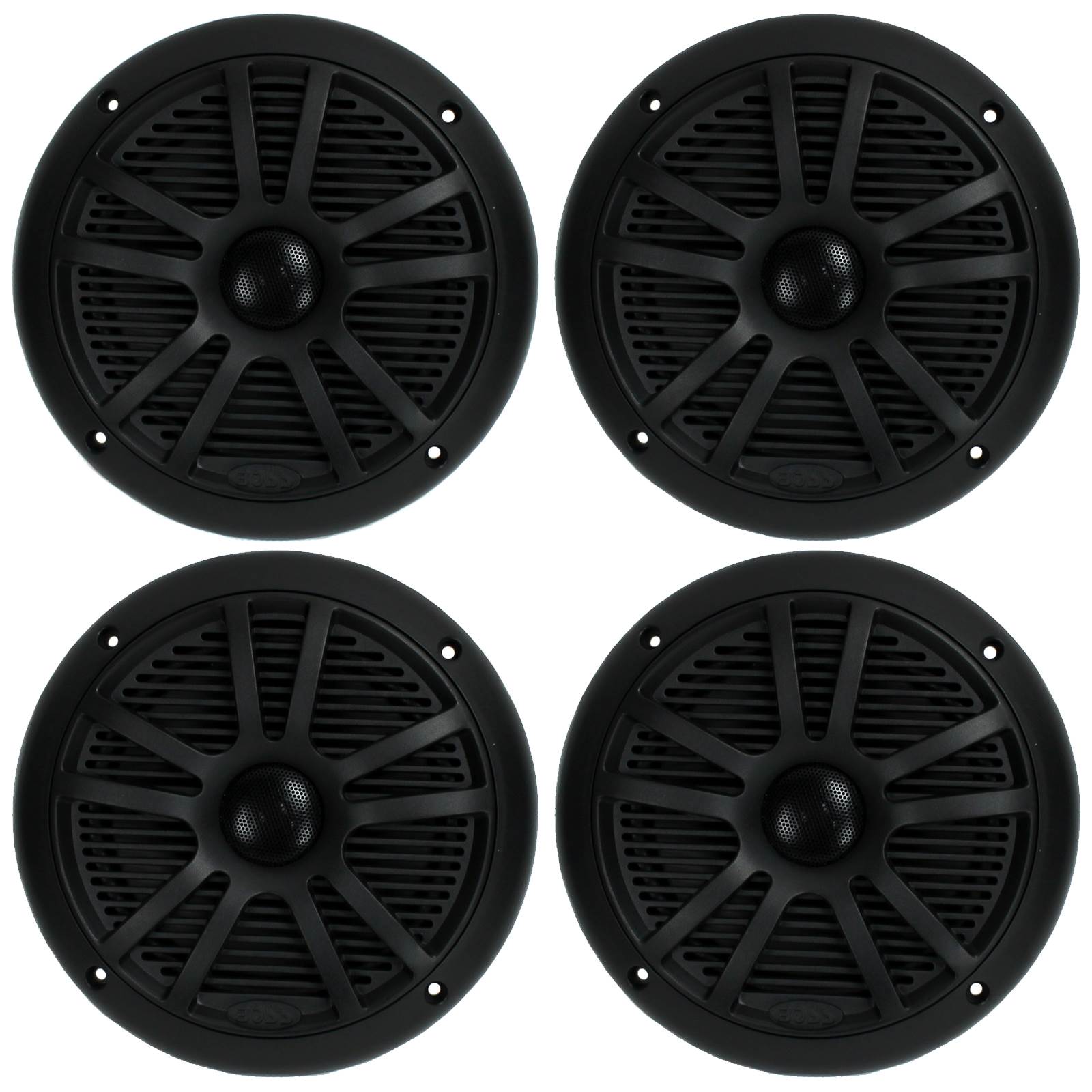 BOSS 6.5" 360W Dual Cone Black Marine Boat Outdoor Audio Speakers, 4pk | MR6B - VMInnovations