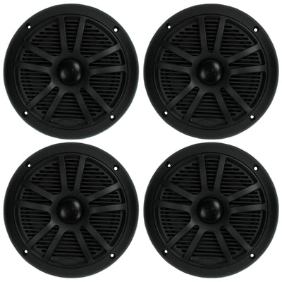 BOSS 6.5" 360W Dual Cone Black Marine Boat Outdoor Audio Speakers, 4pk | MR6B - VMInnovations