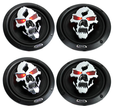 4) NEW BOSS SK652 6.5” 600W 2-Way Full Range Skull Car Audio Speakers 2 PAIR
