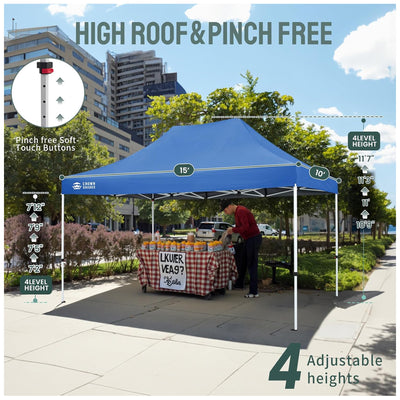 CROWN SHADES 10x15 Pop Up Canopy, Commercial Heavy Duty Tent, Blue (Used) - VMInnovations