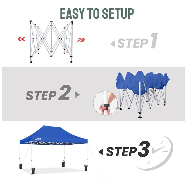 CROWN SHADES 10x15 Pop Up Canopy, Commercial Heavy Duty Tent, Blue (Used)