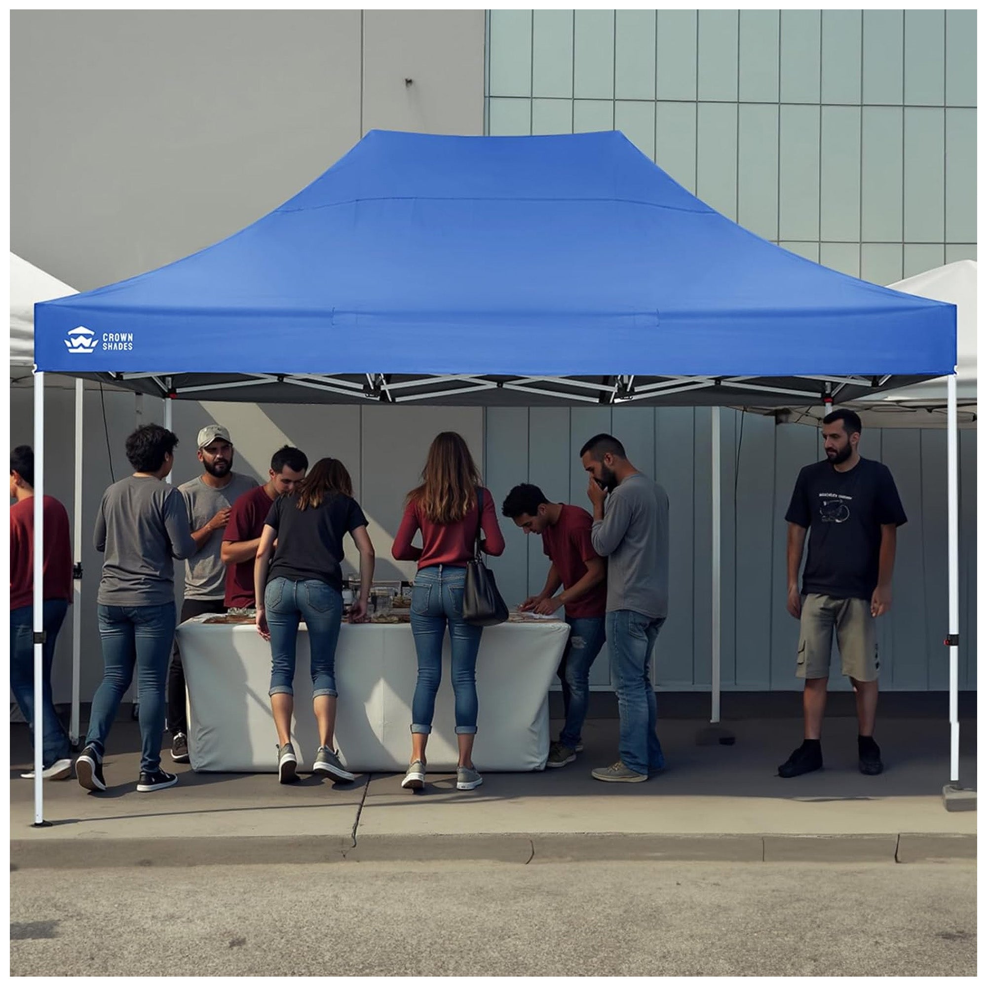 CROWN SHADES 10x15 Pop Up Canopy, Commercial Heavy Duty Tent, Blue (Used) - VMInnovations
