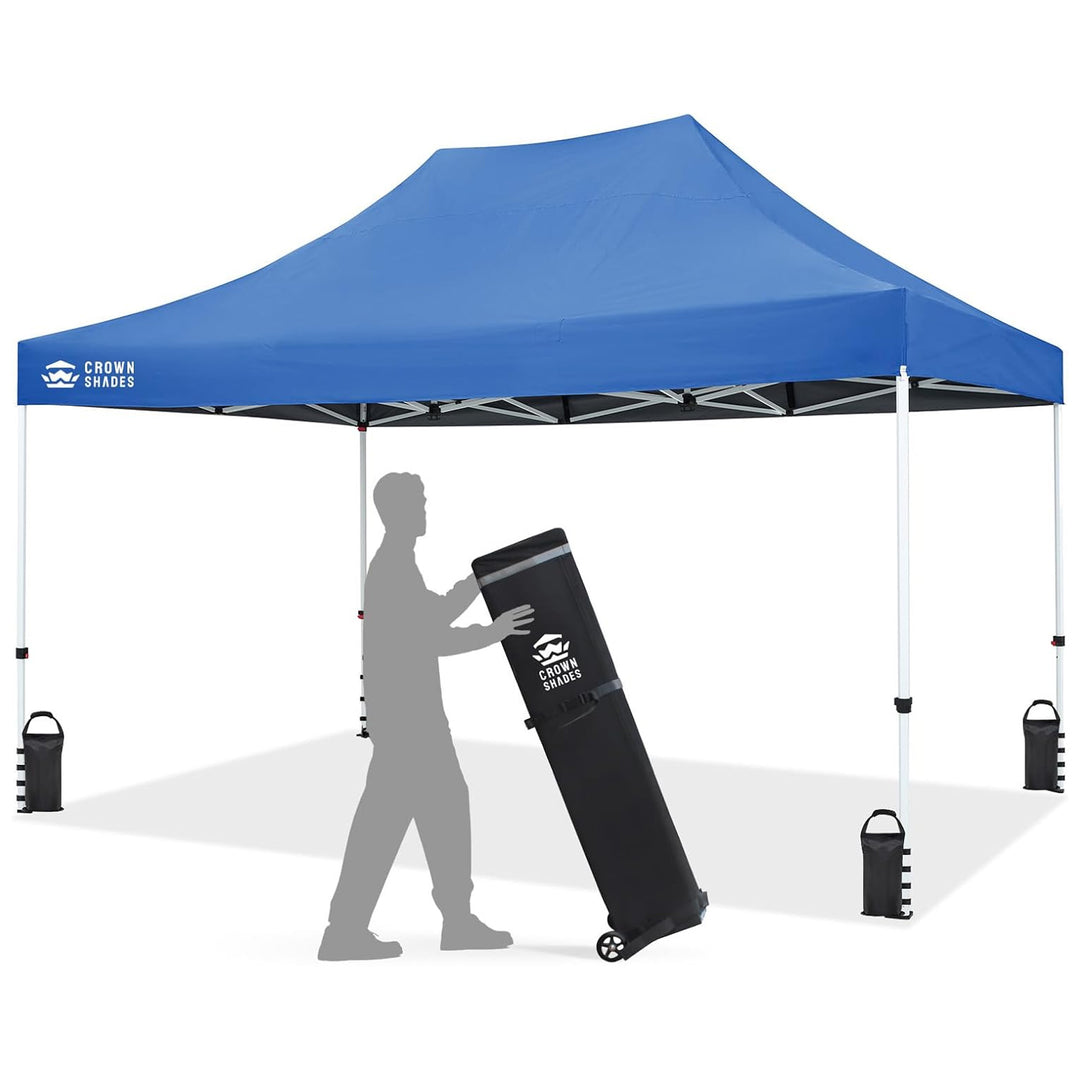 CROWN SHADES 10x15 Pop Up Canopy, Commercial Heavy Duty Tent, Blue (Used)