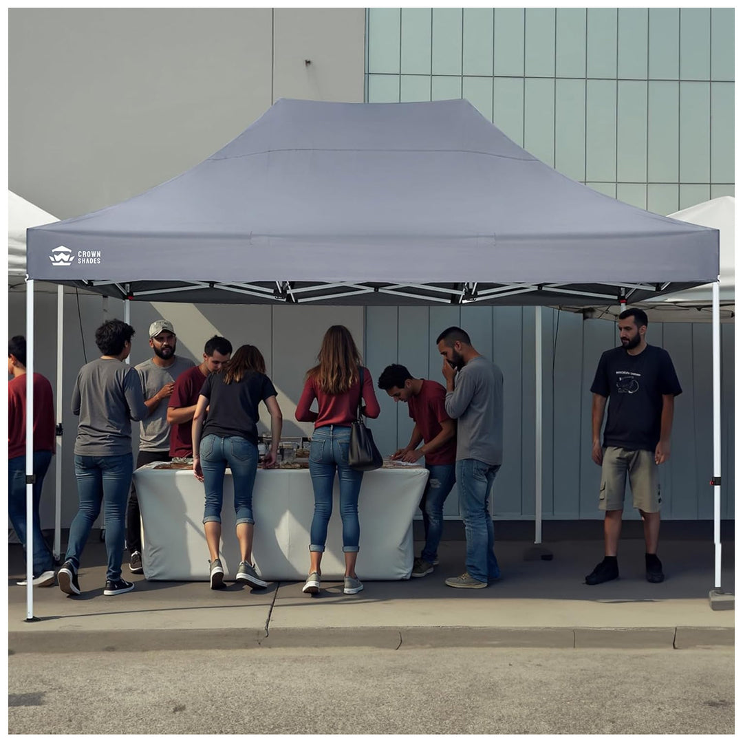 CROWN SHADES 10x15 Pop Up Canopy, Heavy Duty Tent for Events, Grey (Used)