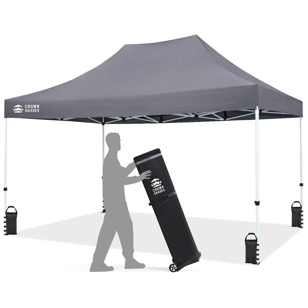 CROWN SHADES 10x15 Pop Up Canopy, Heavy Duty Tent for Events, Grey (Used)