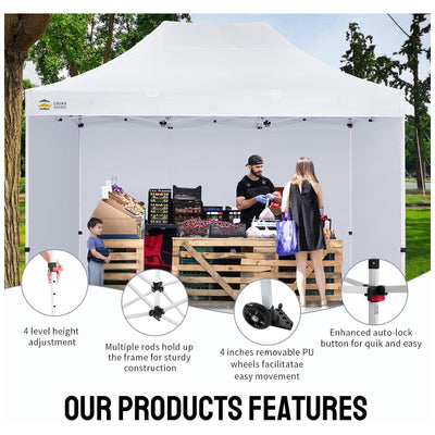 CROWN SHADES 10x15 Pop Up Canopy w/4 Sidewalls, Tent for Events( Used) - VMInnovations