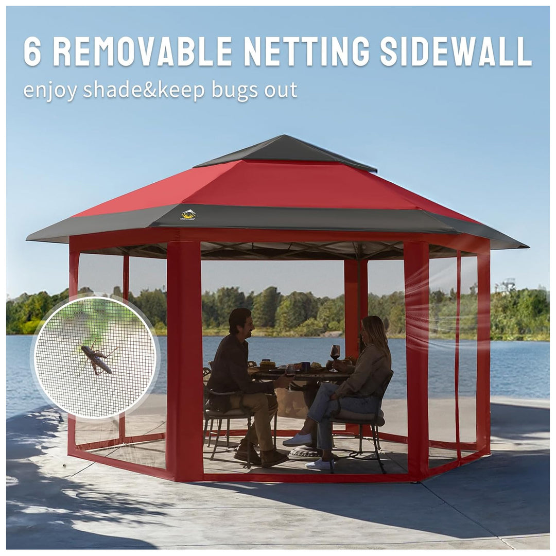 CROWN SHADES 13x13 Pop Up Gazebo, Canopy Tent for Events, Red & Grey(Used)