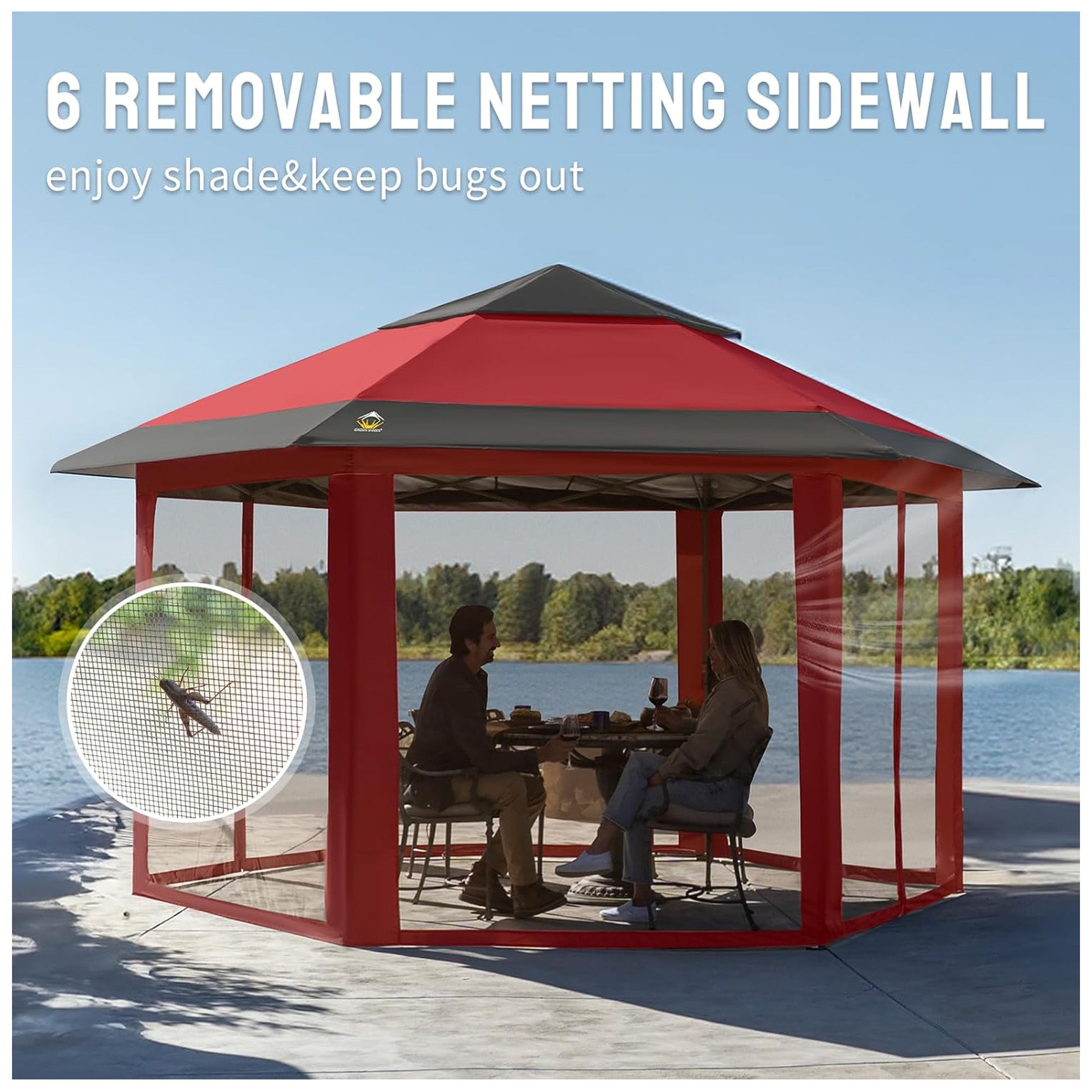 CROWN SHADES 13x13 Pop Up Gazebo, Canopy Tent for Events, Red & Grey(Used) - VMInnovations