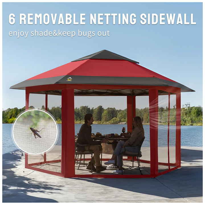 CROWN SHADES 13x13 Pop Up Gazebo, Canopy Tent for Events, Red & Grey(Used)