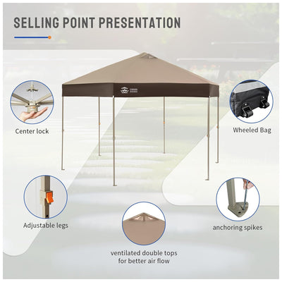 CROWN SHADES 14x14 Pop Up Gazebo, Canopy Tent for Events, Beige/Coffee (Used) - VMInnovations