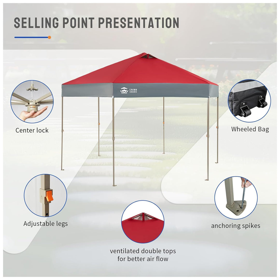 CROWN SHADES 14x14 Pop Up Gazebo, Canopy Tent for Outdoor Events, Red/Grey(Used)