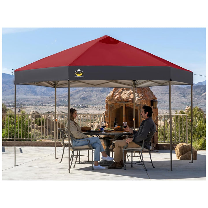 CROWN SHADES 14x14 Pop Up Gazebo, Canopy Tent for Outdoor Events, Red/Grey(Used)