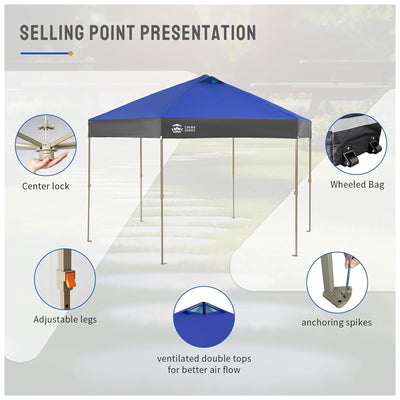 CROWN SHADES 14x14 Pop Up Gazebo, Canopy Tent for Events, Blue/Grey(Used) - VMInnovations