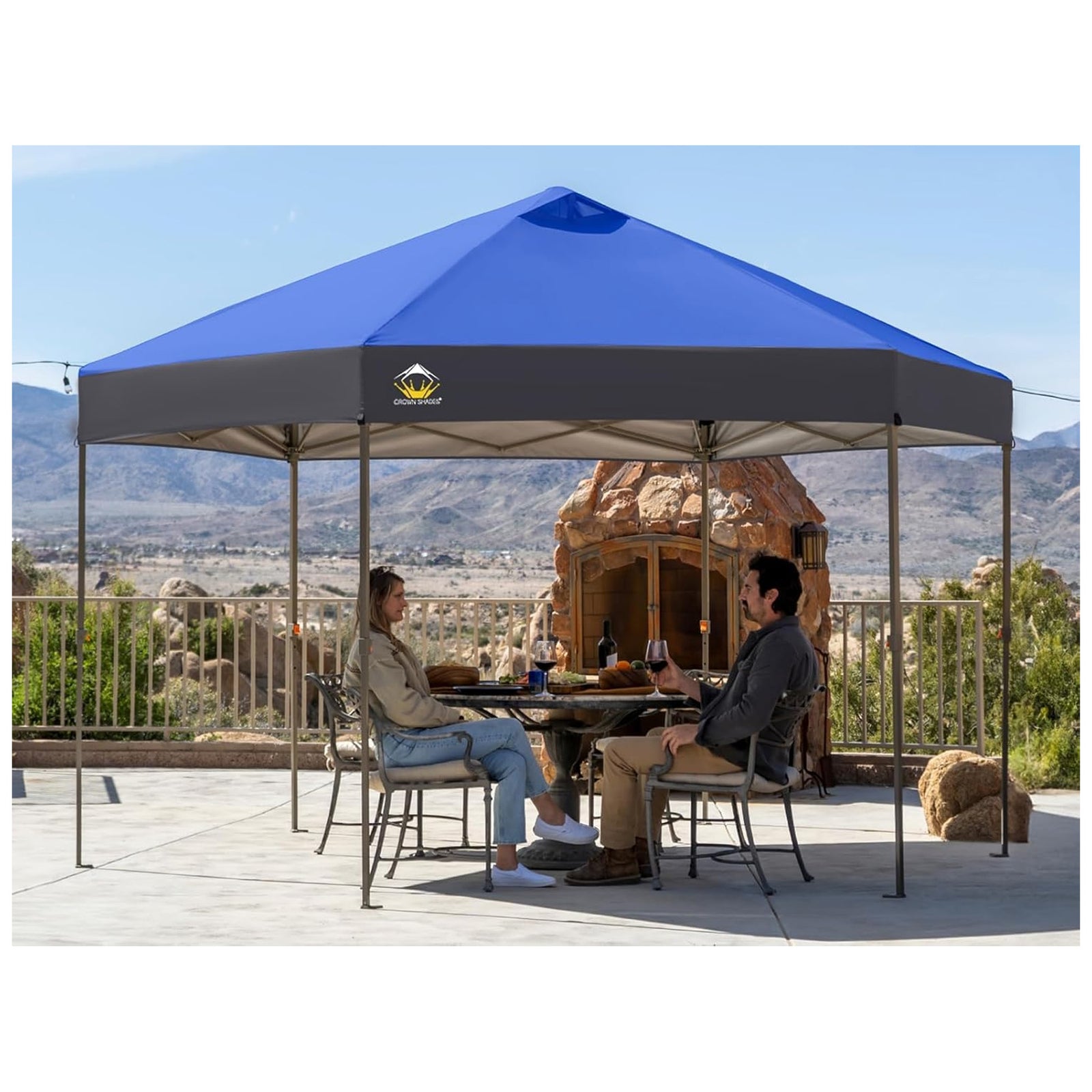 CROWN SHADES 14x14 Pop Up Gazebo, Canopy Tent for Events, Blue/Grey(Used) - VMInnovations