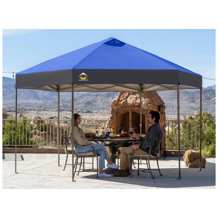 CROWN SHADES 14x14 Pop Up Gazebo, Canopy Tent for Events, Blue/Grey(Used)