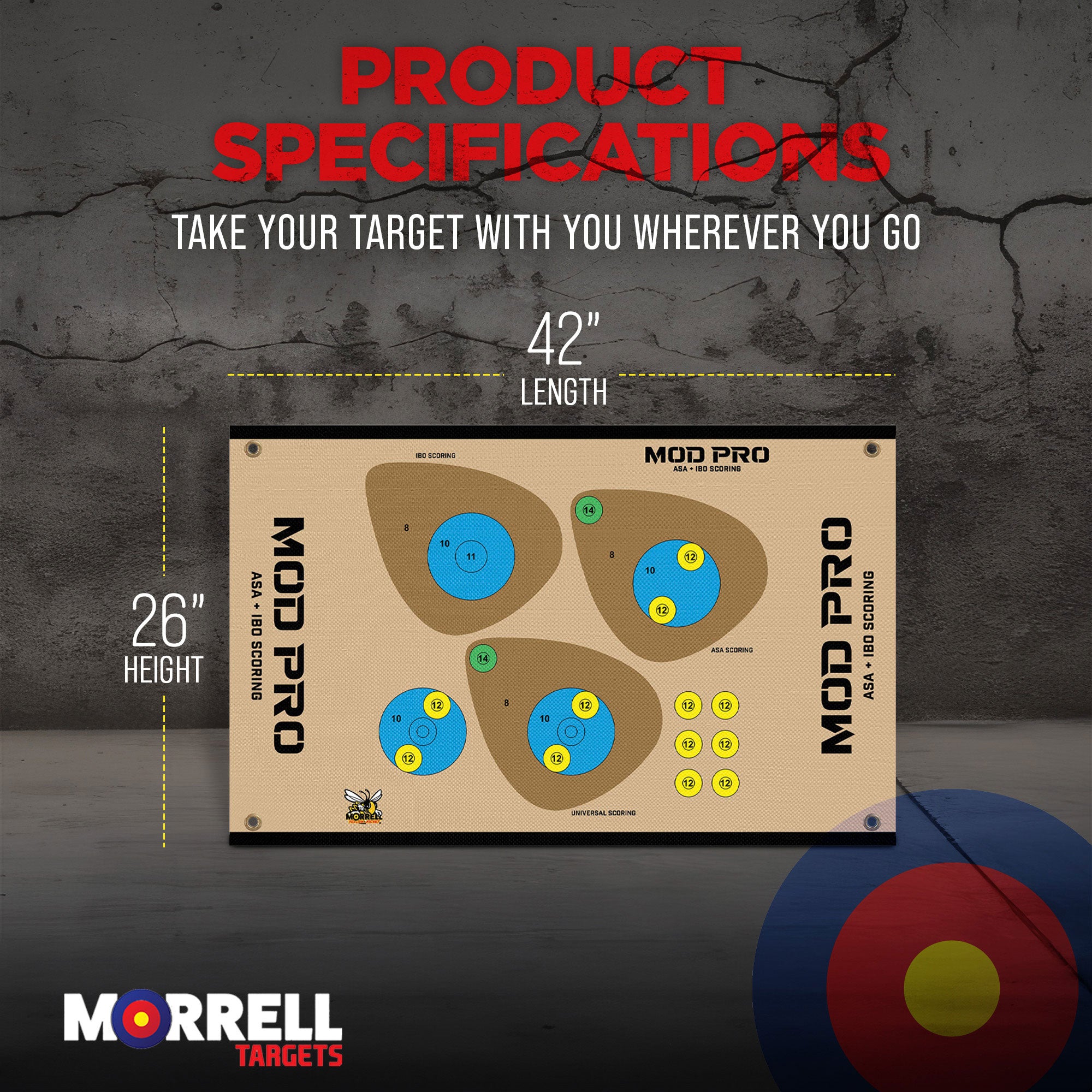 Morrell Yellow Jacket MOD Pro ASA & IBO Shooting Bullseyes with Scoring, 2 Pack - VMInnovations
