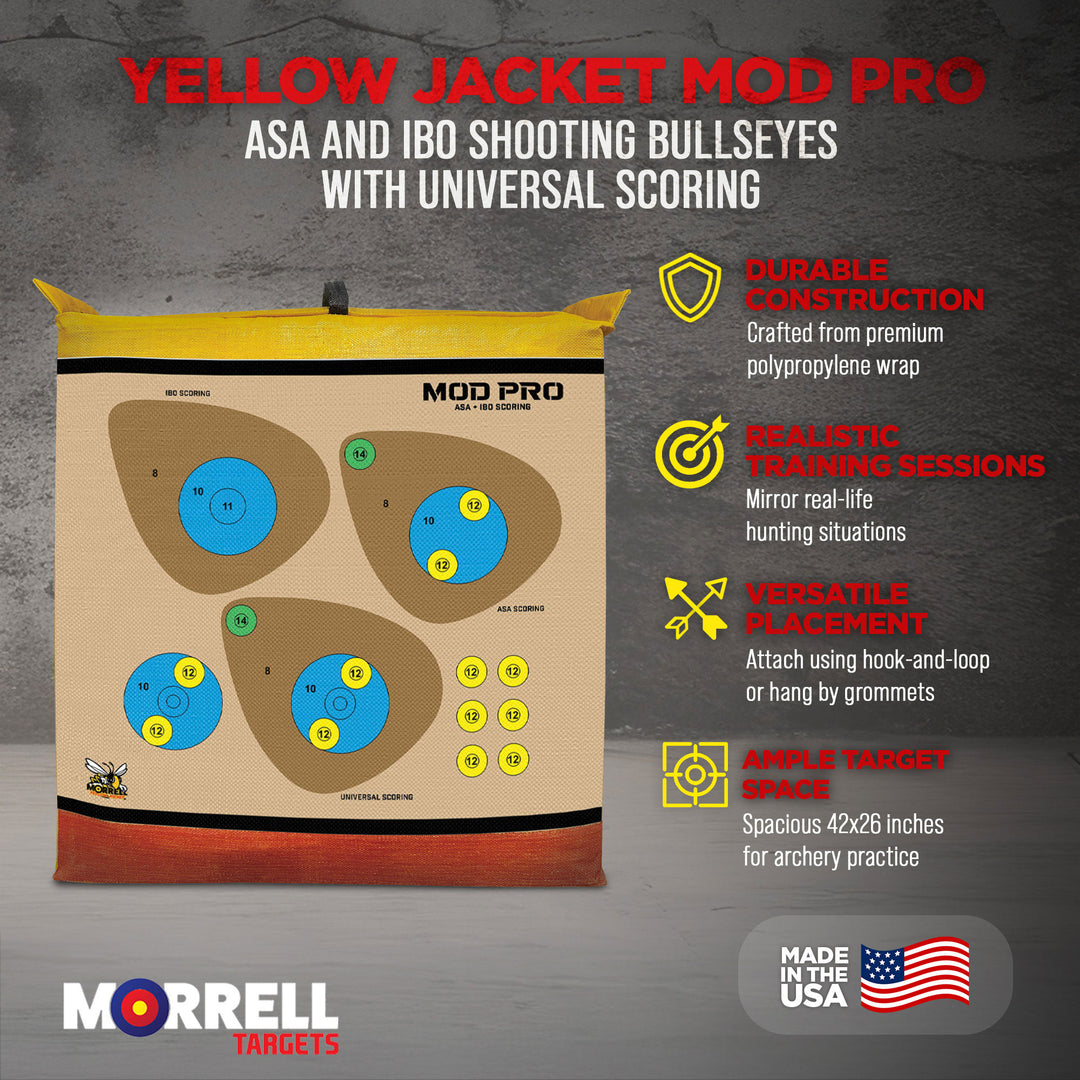 Morrell Yellow Jacket MOD Pro ASA & IBO Shooting Bullseyes with Scoring, 2 Pack