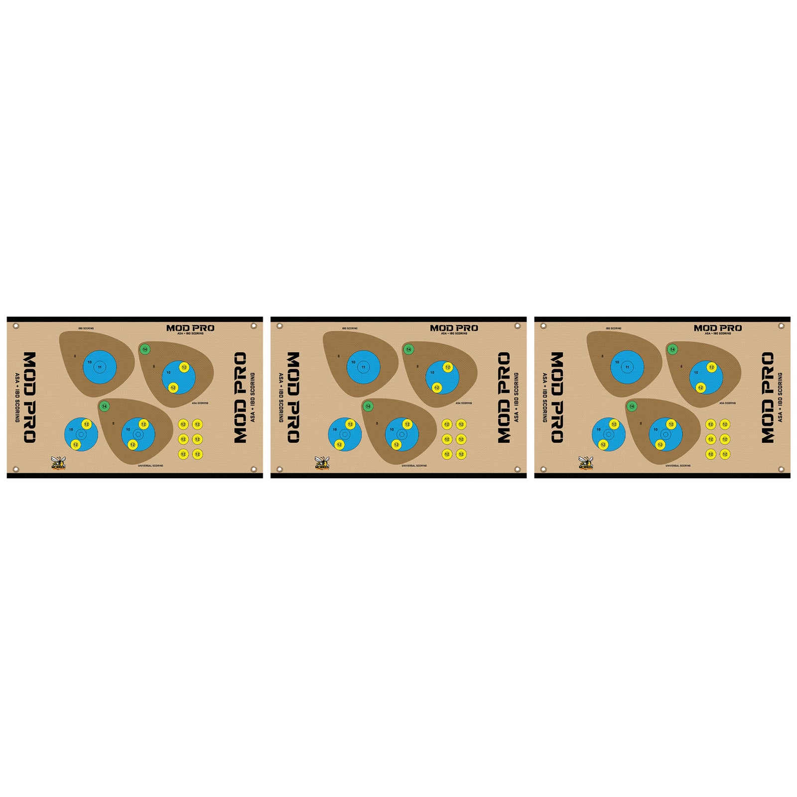 Morrell Yellow Jacket MOD Pro ASA & IBO Shooting Bullseyes with Scoring, 3 Pack - VMInnovations