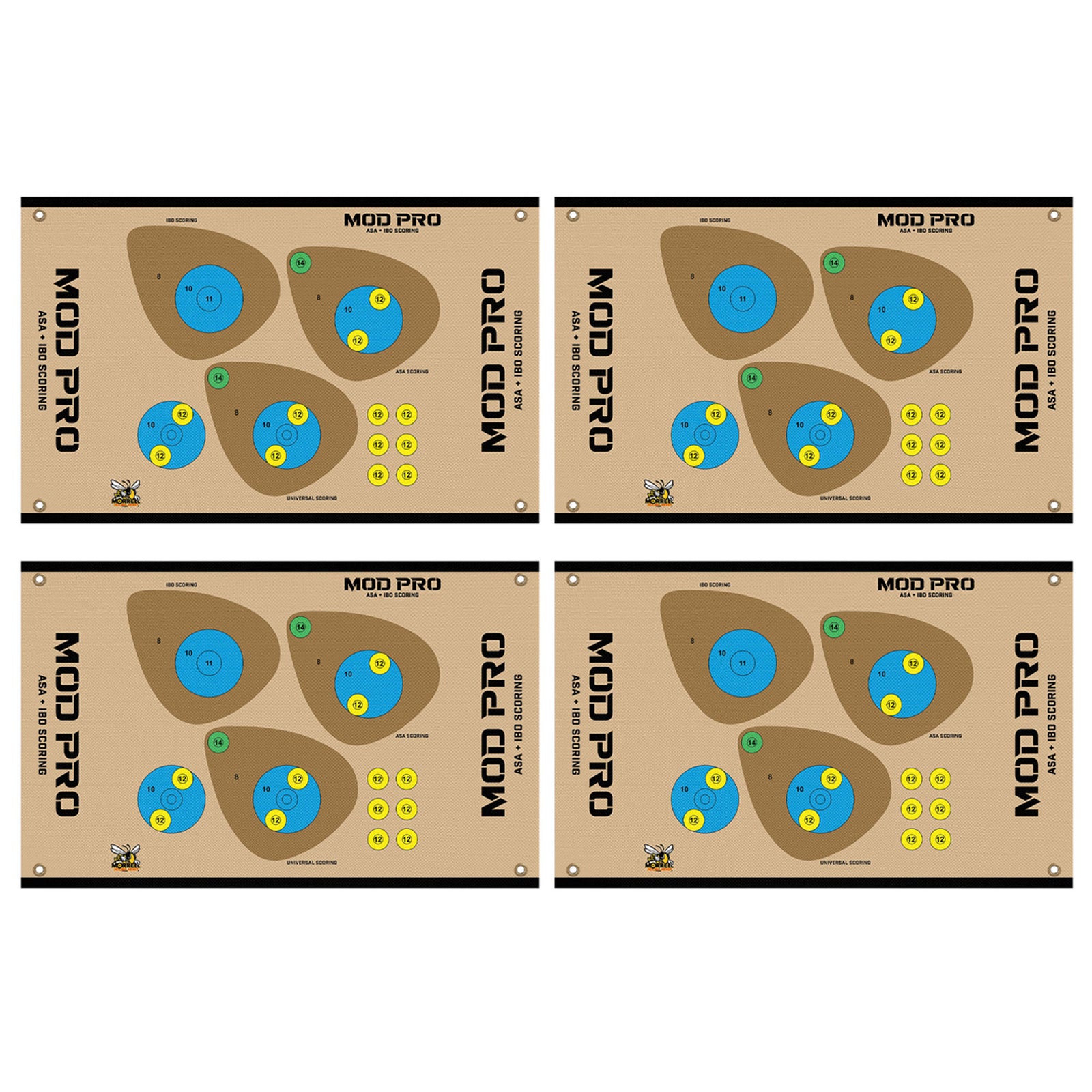 Morrell Yellow Jacket MOD Pro ASA & IBO Shooting Bullseyes with Scoring, 4 Pack - VMInnovations