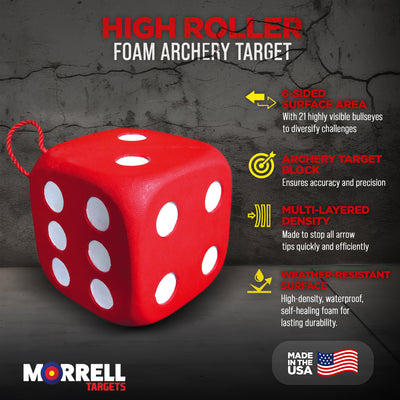 Morrell Targets High Roller Foam 6 Sided 21 Combo Archery Target, 3 Pack, Red