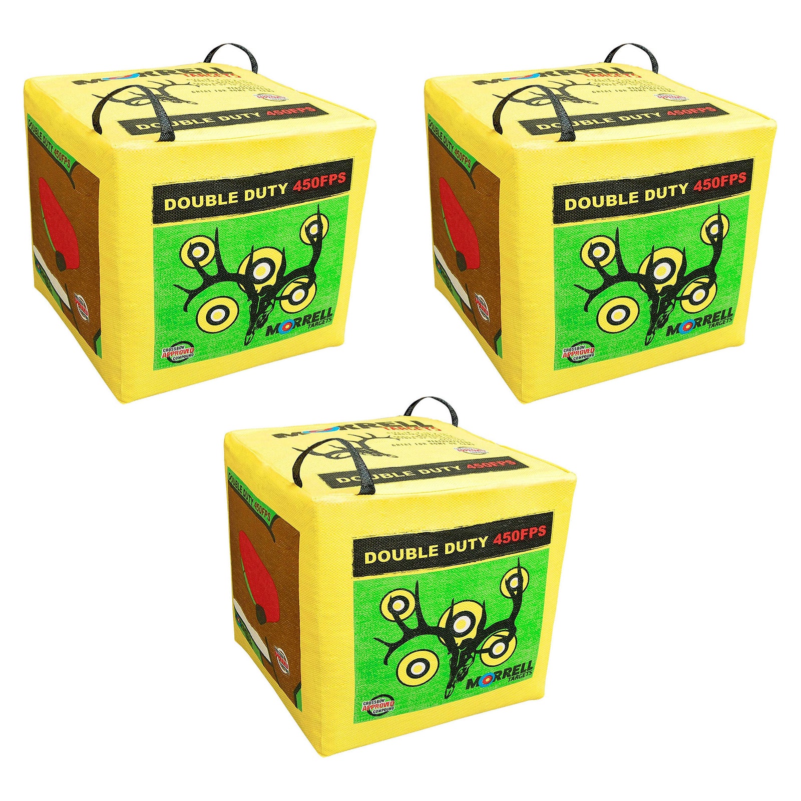 Morrell Double Duty 450 FPS 4 Sided Cube Field Point Archery Bag Target, 3 Pack - VMInnovations