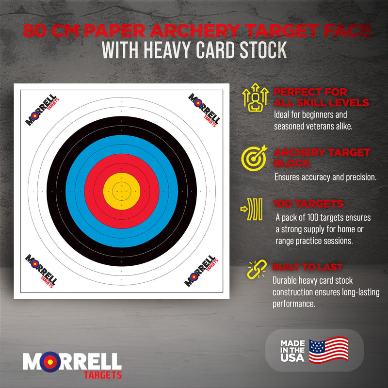 Morrell Targets 100 Pieces Thin Paper Archery Target with Card Stock, 3 Pack