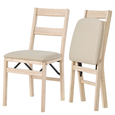 Stakmore Upholstered Seat Solid Folding Chairs, Set of 2, Unfinished (Open Box) - VMInnovations