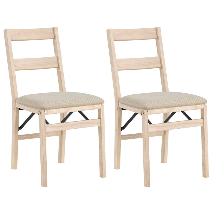 Stakmore Upholstered Seat Solid Folding Chairs, Set of 2, Unfinished (Open Box)