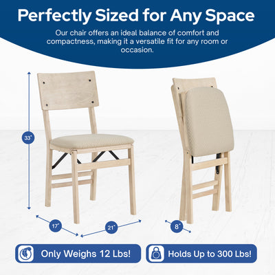 Stakmore Aztec Curved Back Upholstered Folding Chairs, Set of 2, Unfinished - VMInnovations