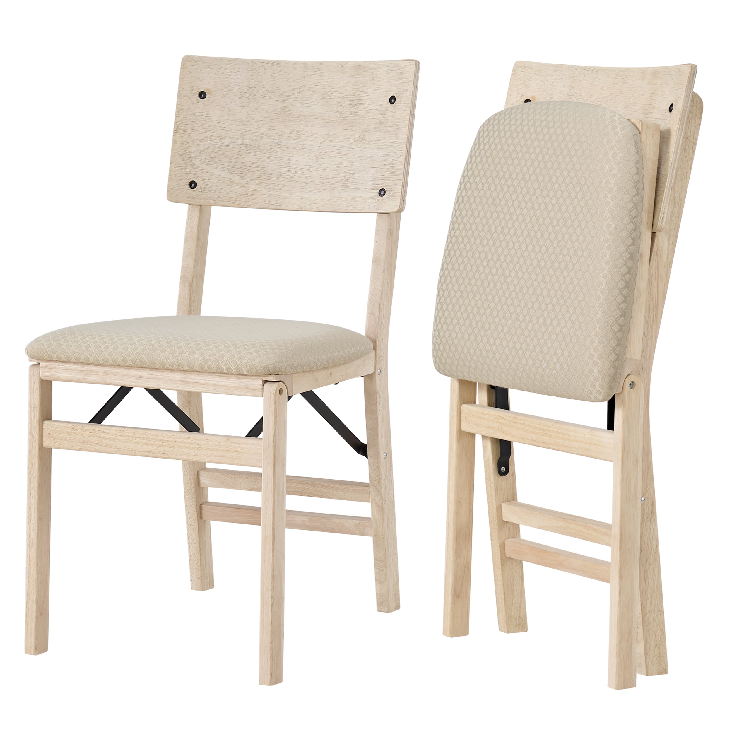 Stakmore Aztec Curved Back Upholstered Folding Chairs, Set of 2, Unfinished - VMInnovations
