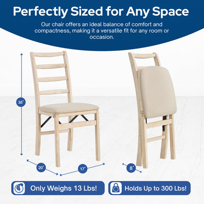 Stakmore Shaker Ladderback Upholstered Folding Chairs, Set of 2, Unfinished - VMInnovations