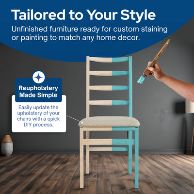 Stakmore Shaker Ladderback Upholstered Folding Chairs, Set of 2, Unfinished - VMInnovations