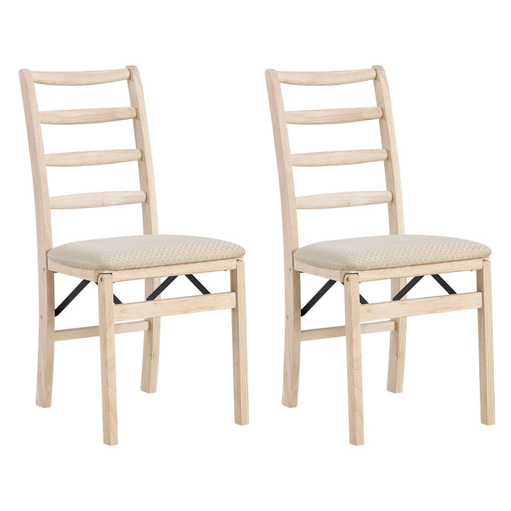 Stakmore Shaker Ladderback Upholstered Folding Chairs, Set of 2, Unfinished