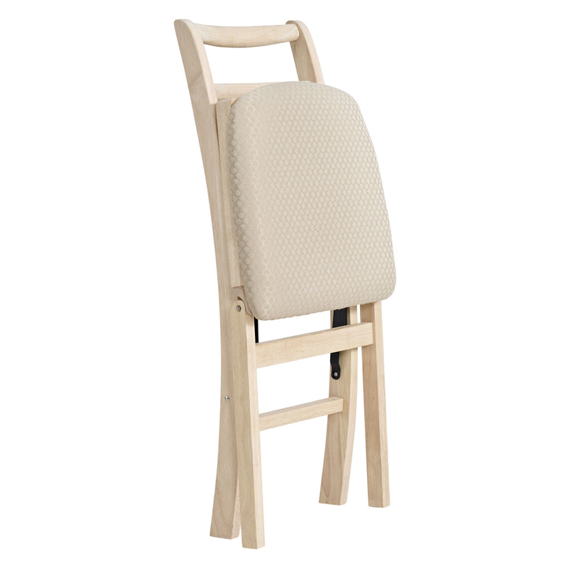 Stakmore Shaker Ladderback Upholstered Folding Chairs, Set of 2, Unfinished