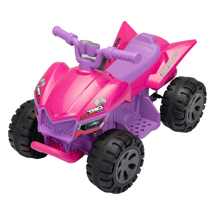 TOBBI Ride On 6 Volt ATV Car with Rear Mist Sprayer & LED Lights for Kids, Pink