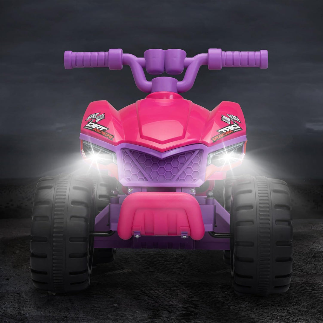 TOBBI Ride On 6 Volt ATV Car with Rear Mist Sprayer & LED Lights for Kids, Pink